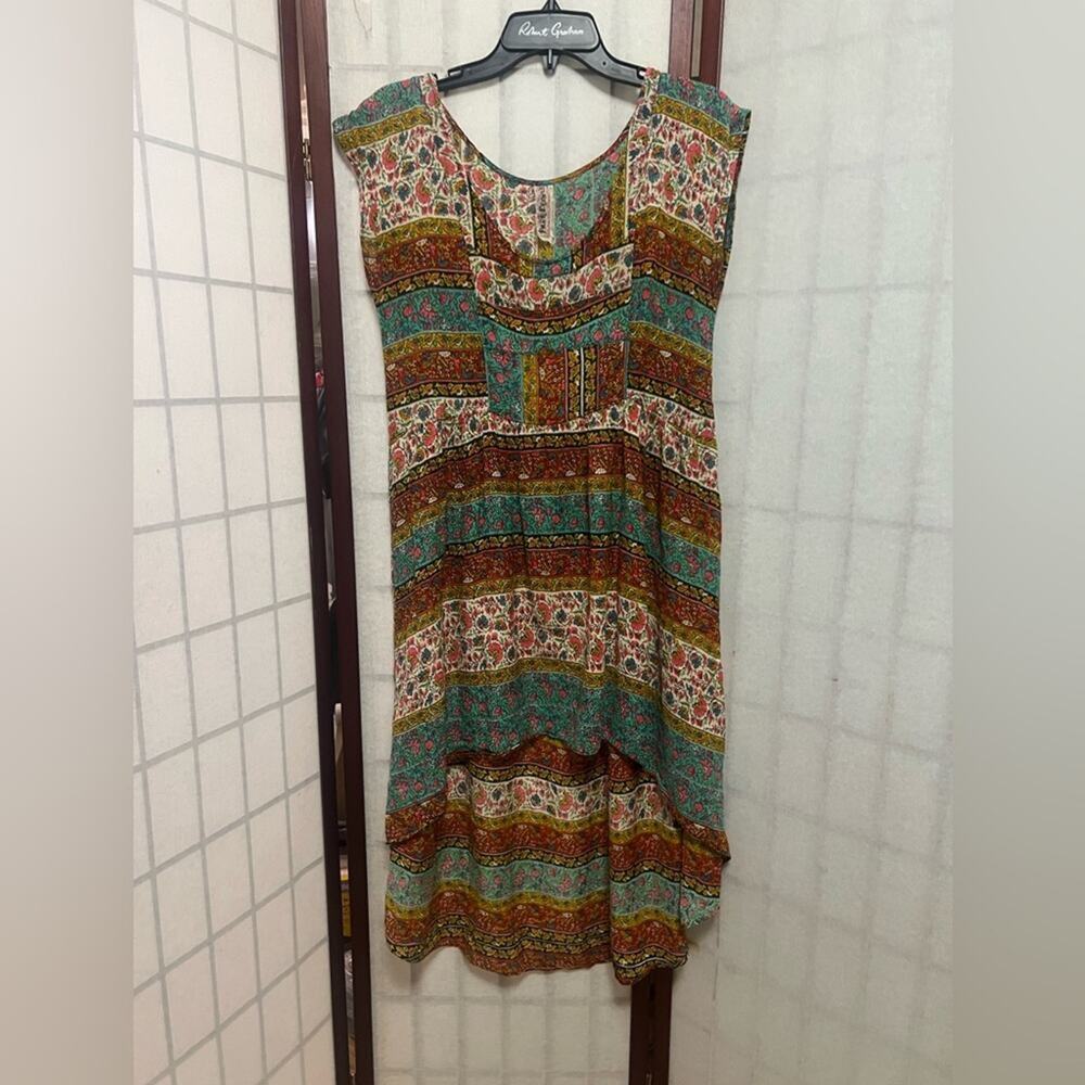 ANTHROPOLOGIE FREE PEOPLE COASTAL TECTONICS HIGH LOW DRESS S/P